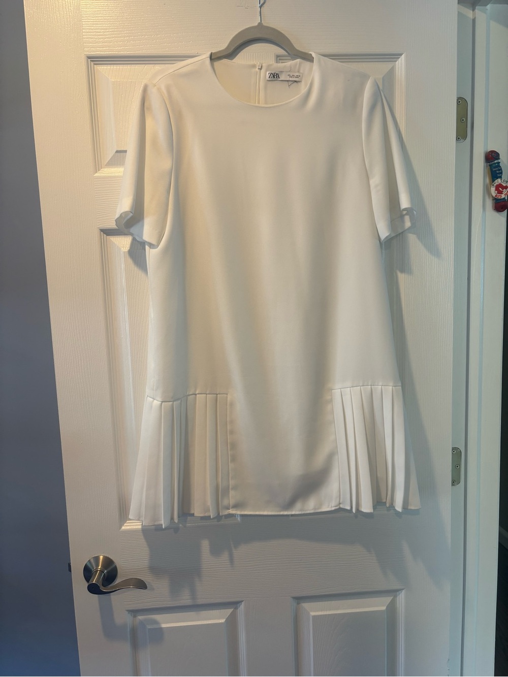 Zara White Girls Pleated Hem Formal Dress